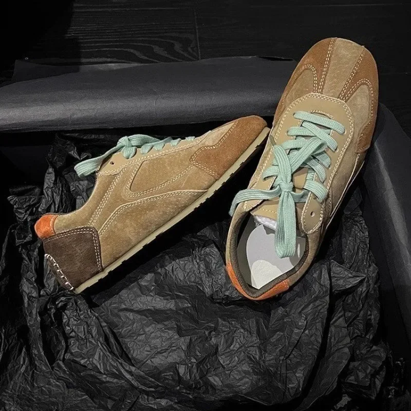 Fashionable Retro German Training Women\'s Sneakers 2024 Autumn New Soft Leather Versatile Outdoor Casual Sports Flat Shoes