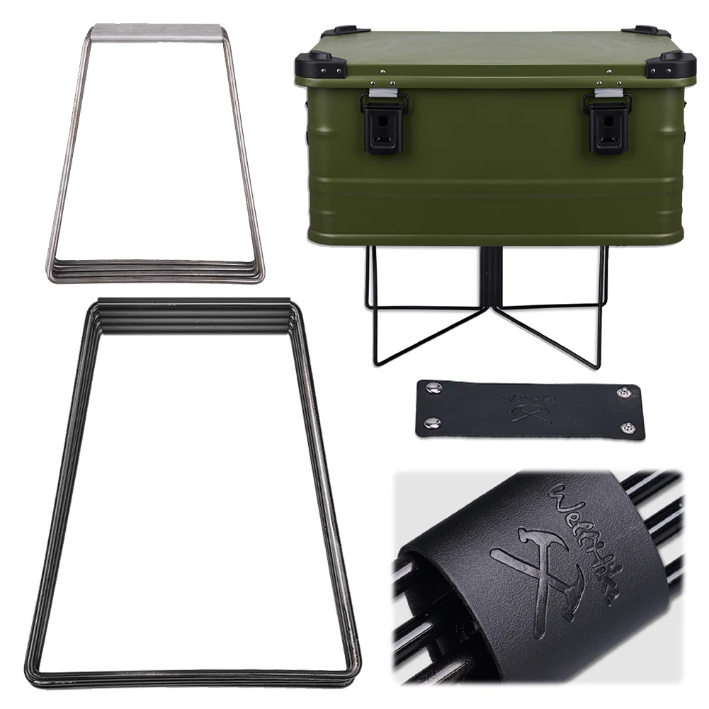 

2pcs Camping Foldable Metal Stand Carbon Steel Aluminum Alloy Box Stand Outdoor Storage Boxes Shelves for Outdoor Picnic Fishing