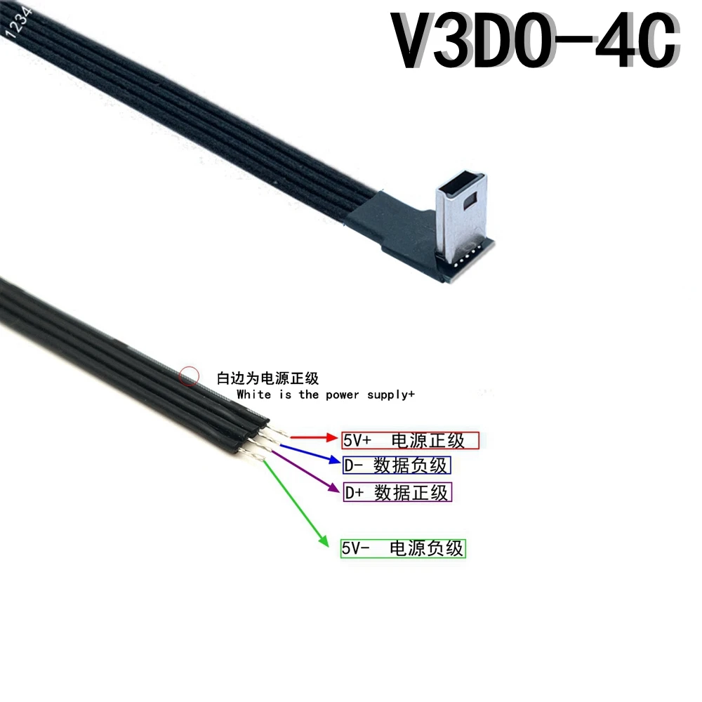 1 pçs de alta qualidade 20cm/50cm/100cm preto mini usb conector 2 fio cabo alimentação despojado corrente máxima 2a para torta de framboesa diy