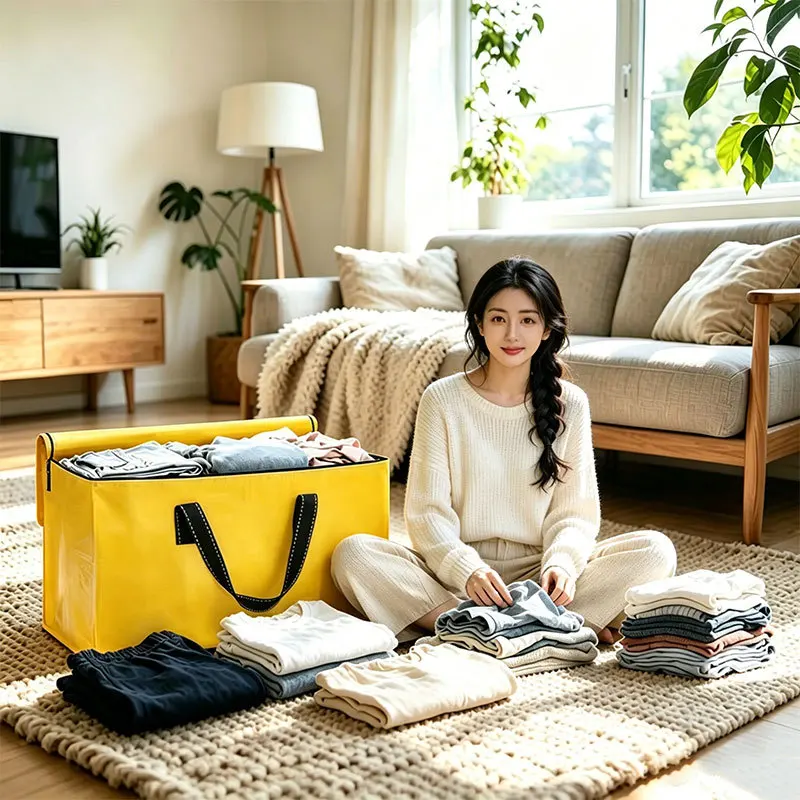 Large Capacity Foldable Storage Heavy Duty Reinforced Handle Clothes Quilt Bedding Travel Moving Closet Under Bed Home Organizer