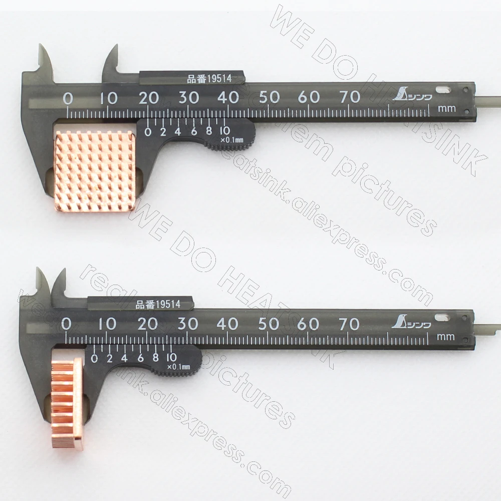Pure Square Copper 20*20*7mm Pin Fins Heatsink Radiator Cooler With Thermal Conductive Adhesive Tape