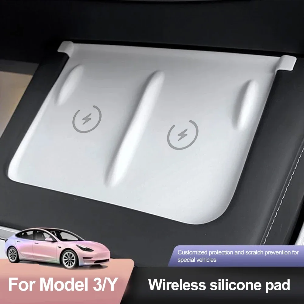 Silicone Anti-Skid Protector Pad For Tesla Model 3 Y Central Control Wireless Charging Anti-slip Mat Phone Holder Pads Cover