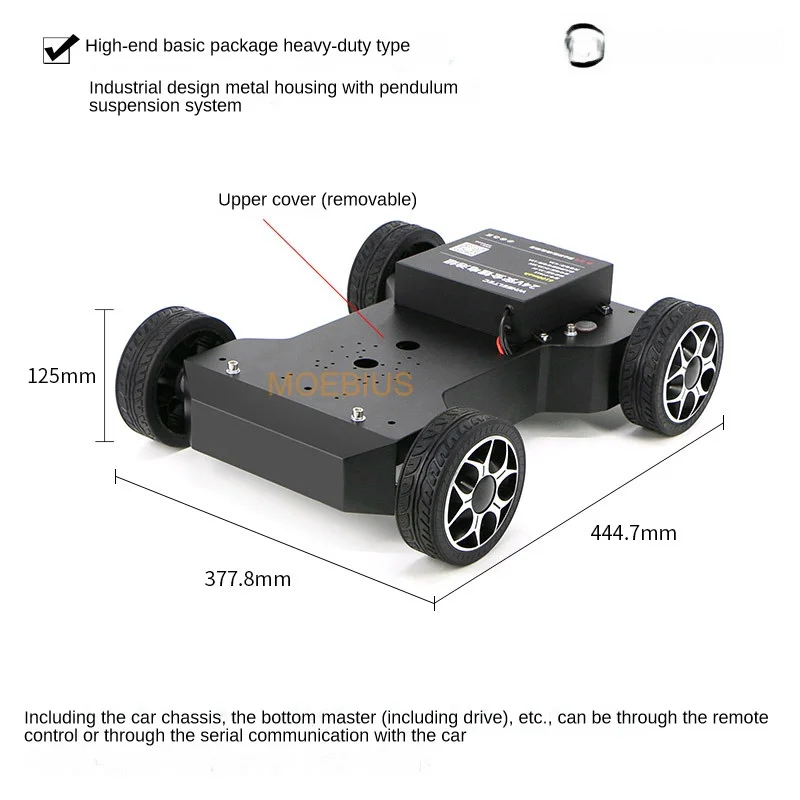 Ackerman-Châssis de véhicule sans pilote ROS, coque d'usinage CNC industrielle, suspension pivotante, voiture omnidirectionnelle, charge de 25kg