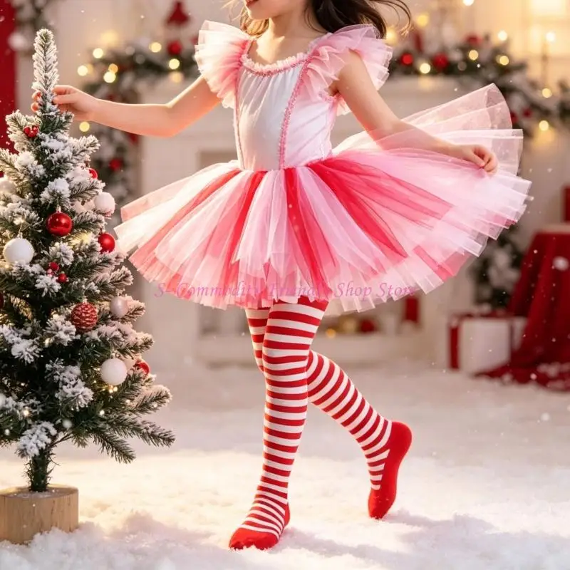 85AE Girls Party Costume Stockings with Footed Coverage for Stage Looks