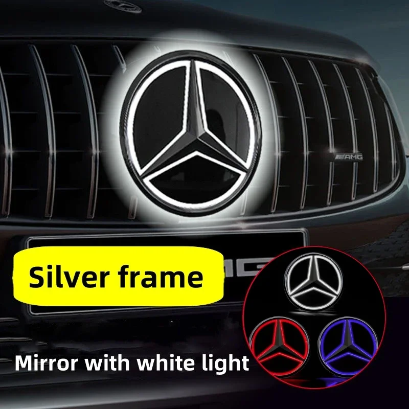 Car Front Grill Logo Light mirror face LED Badge For Mercedes Benz W166 GLS350 AMG/GLS63 X205 Emblem Luminous Decorative Light