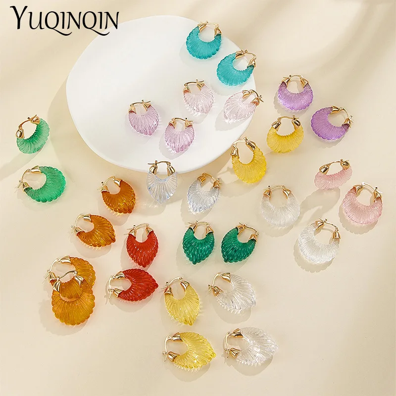 New Colorful Big Hoop Earrings For Women Trend Candy colors Acrylic Geometric Korean Earring For Girls Gifts Travel Cute Jewelry