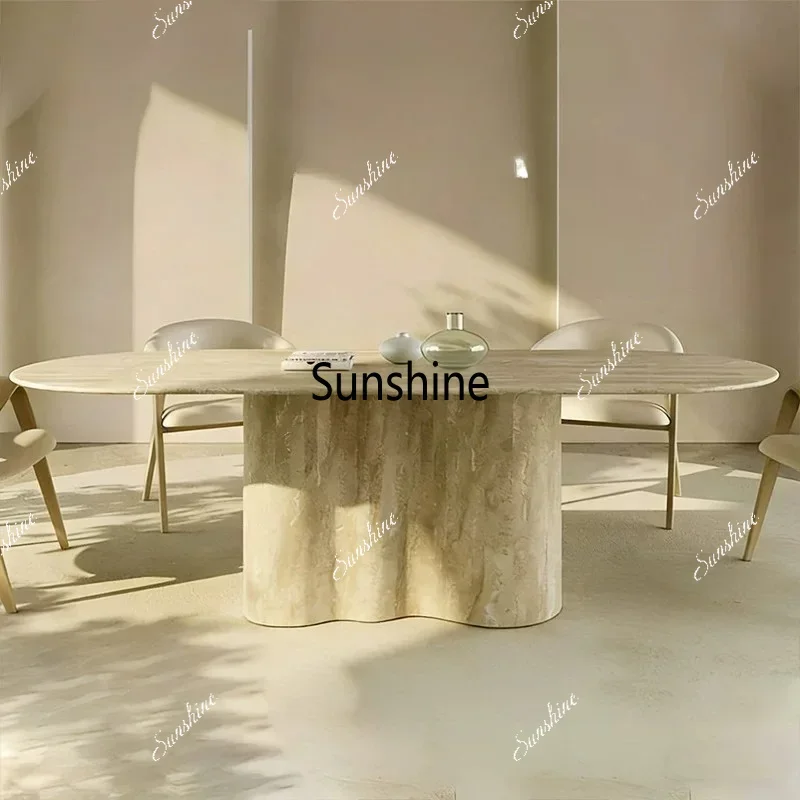 Wabi Sabi retro long dining table modern minimalist style villa mansion premium