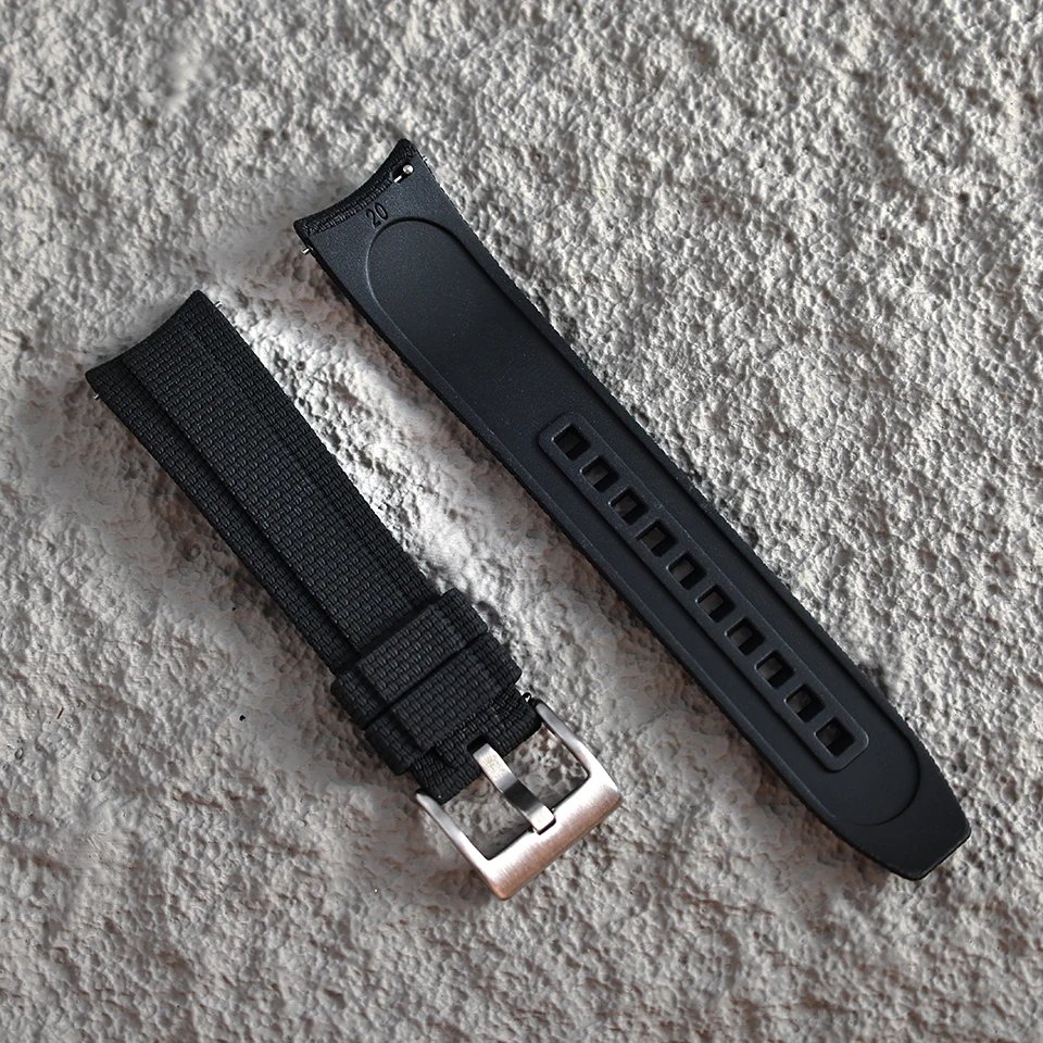 Neues Design, gebogenes Ende, Gummi-Uhrenarmband, 20mm 21mm 22mm, FKM-Uhrenarmband, Sport-Armband für Herren, für Rolex, Seiko, Omega, Tissot – Detail 9
