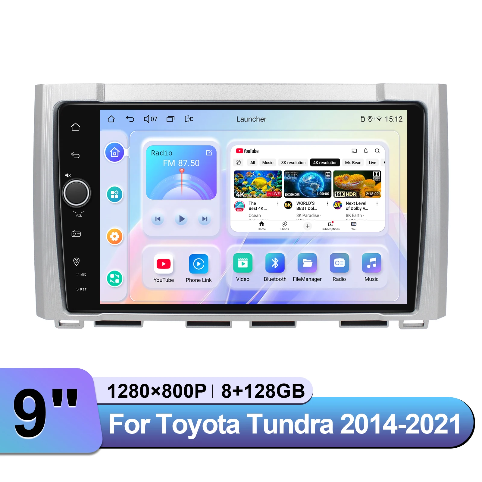 Estéreo para Auto Android de 9 Pulgadas para Toyota Tundra 2014-2021, CarPlay y Android Auto, Conserva el USB/Cámara/Amplificador JBL/Control del Volante OEM