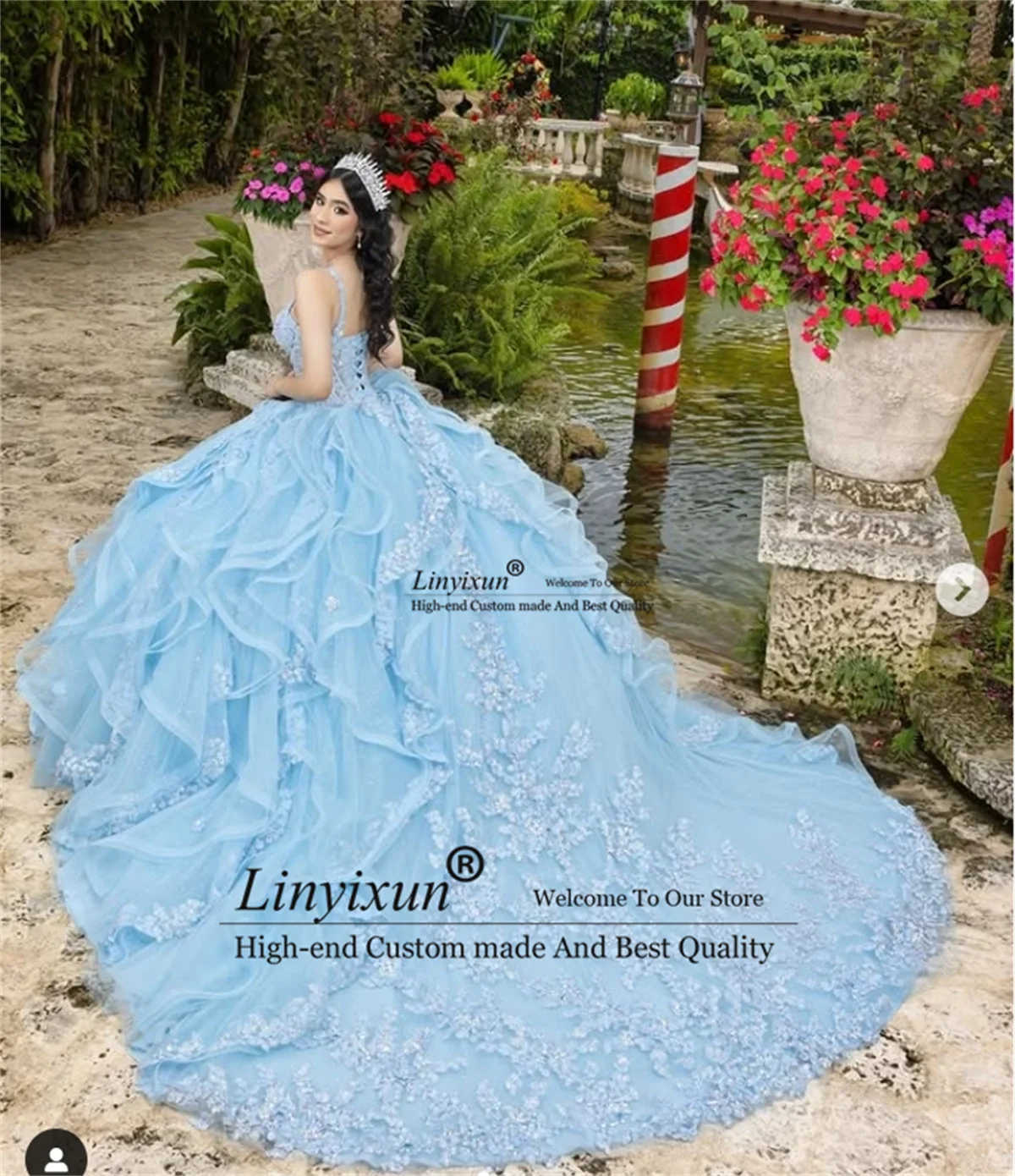 Mexican Ball Gown Quinceanera Dress With Applique Lace Birthday Princess Vestido De XV 15 Anos Customized Sweet 16 Party Gown