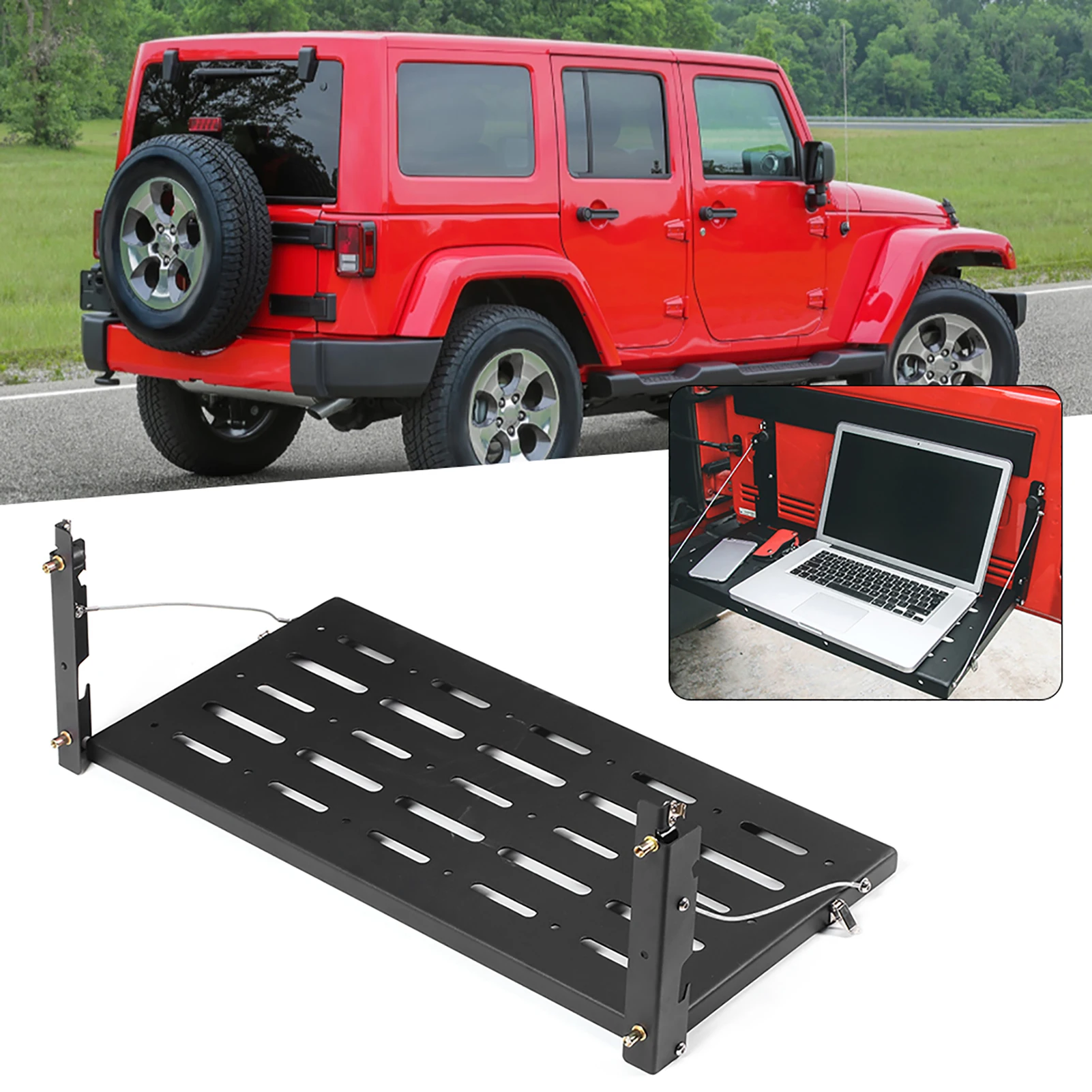 

Shelf Storage Foldable Tailgate Table Trunk Shelf Storage Bracket Fit for JK 2007-2017 Rear Door Table