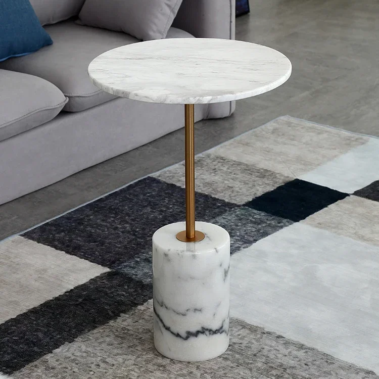 Modern minimalist natural marble coffee table set modern creative design hotel villa round wholesale customized side table