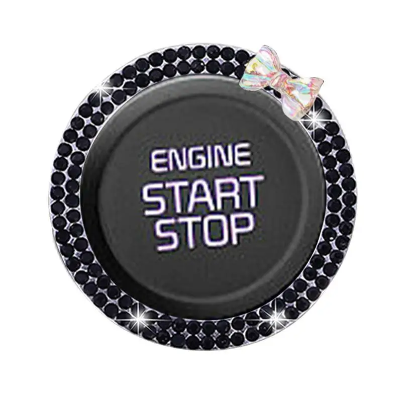 Rhinestone Car Engine Start Stop Decoration Ring Rhinestone Dotted Engine Start Stop Button Ring Car Start Button Ring Key