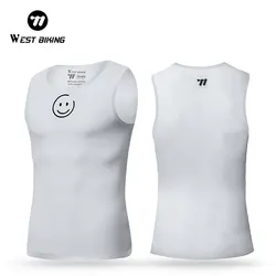WEST BIKING Cycling Base Layers Men Summer Mesh Breathable Sports Vest Smiling Face Printing Bicycle Sleeveless Sweatshirt