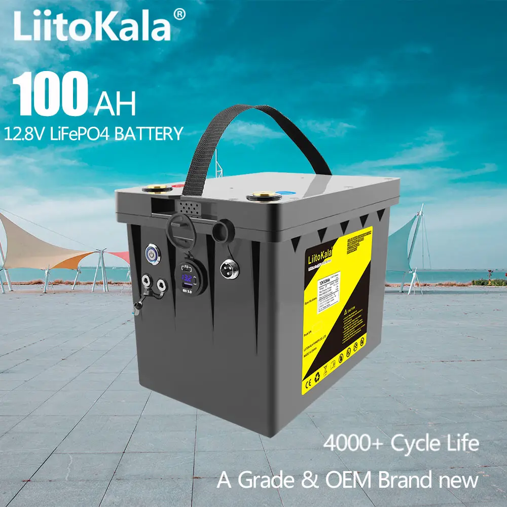 

LiitoKala 12.8V 100ah 120ah Lifepo4 battery pack power bank 12V Rechargeable batteries battery for RV Outdoor/5V/12V output