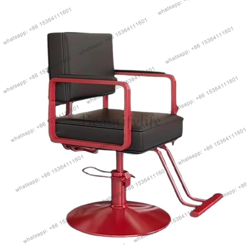 Silla de Barbero Negra Ajustable, Respaldo Nórdico Marrón, Silla de Barbero Vintage Giratoria Ajustable, Muebles de Salón de Belleza