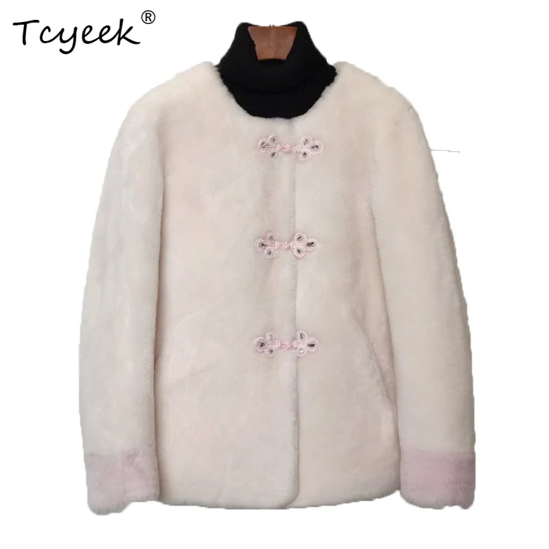 

Tcyeek 100% натуральная шерсть Осень Зима Высококачественная модная китайская стильная корейская шуба с круглым вырезом женская из овечьей шерсти Fourrures Femme