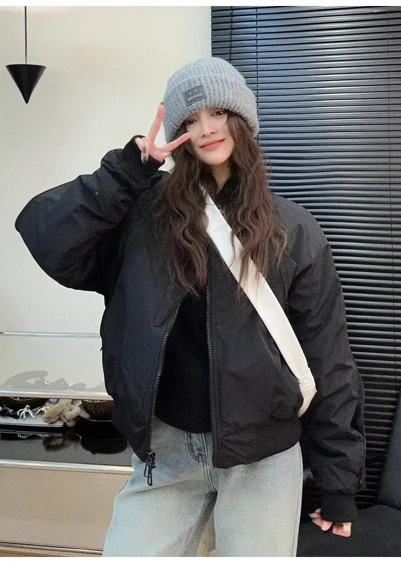 

Куртки-бомберы для девочек и женщин, зимние дуплексные стеганые иллюзии, две части, стереоскопические, уникальный минимализм, продвинутый модный