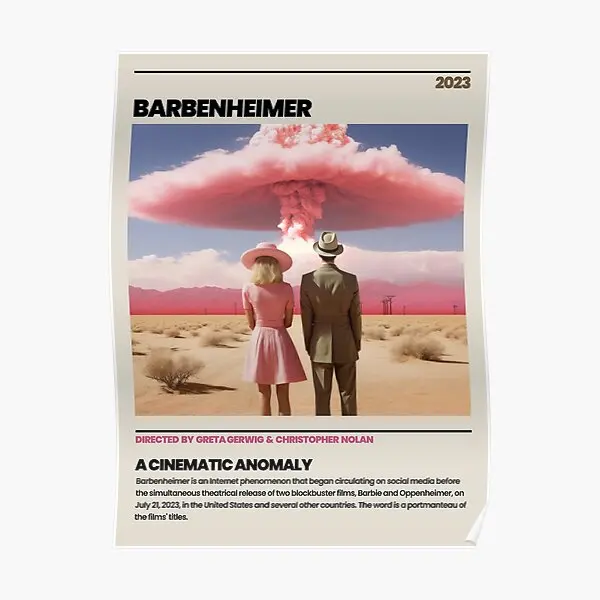 

Плакат Barbenheimer 2023, картина, печать, декор для комнаты, искусство, Настенный декор, забавная домашняя роспись, Современная винтажная картина без рамки