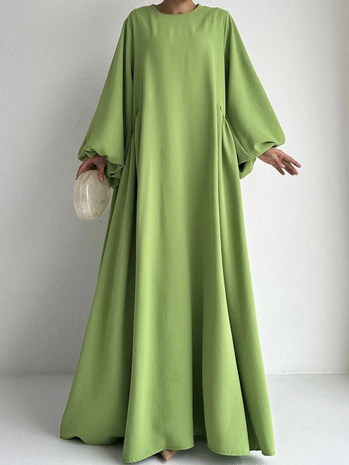 Middle Eastern Muslim Women Simple Clothing Robe Abaya Dress Robe Koftan Long Sleeves Solid Casual Dubai Loose Dresses