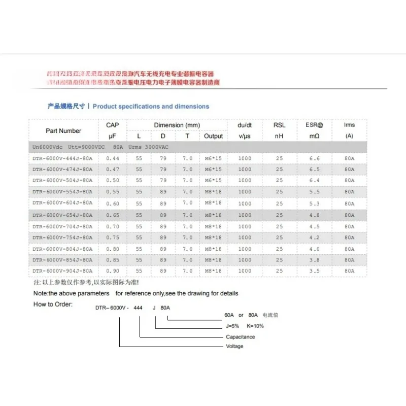 2 pcs MKPH-R 0.47UF 3000V AC 6000V DC resonant capacitor 80A