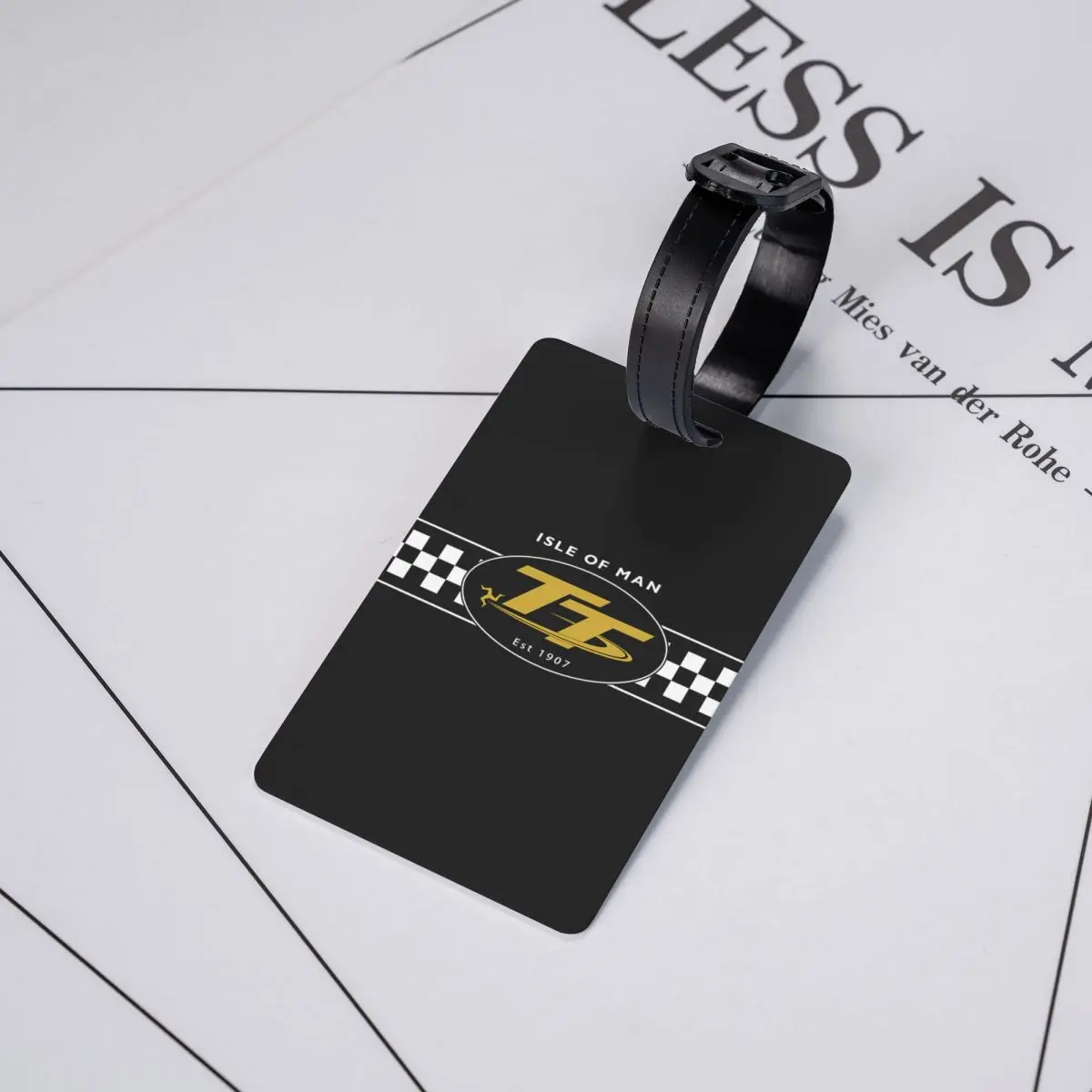 Custom Isle Of Man Tt Label bagasi motor balap, dengan kartu nama penutup privasi Label ID untuk koper tas perjalanan