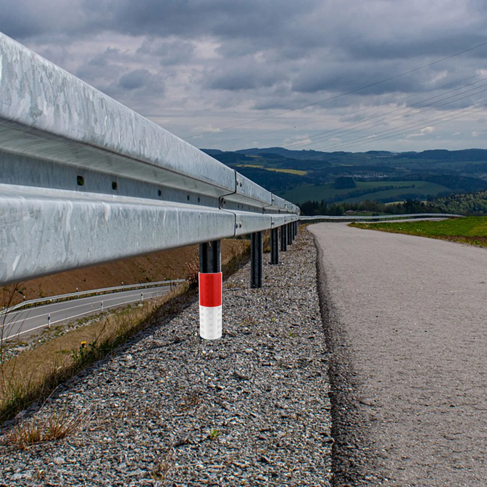 1 لفة شريط عاكس متين عالي الوضوح للسلامة المرورية في الهواء الطلق، مقطورة الممر، لاصق استخدام الطريق الخرساني #1