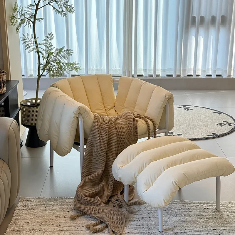 كرسي منتفخ إيطالي بسيط جديد لغرفة المعيشة وابي كرسي فردي للترفيه مصمم خفيف كرسي أريكة فردي فاخر #3