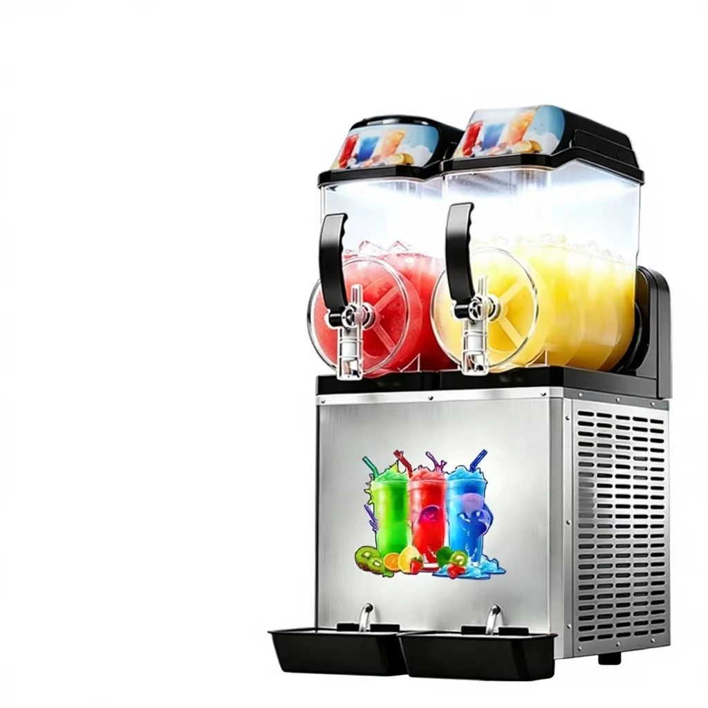 -For Commercial Double-Cylinder Snow Slush Machines 220V 1-Year Warranty Smoothie Makers & Juice Extractors Made in China^