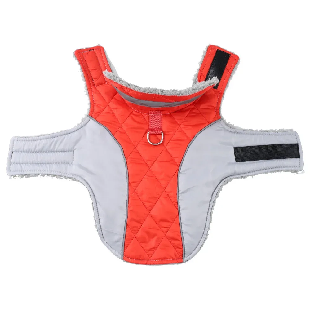 Reflektierende Haustierkleidung für kleine große Hunde, warm, verdickt, Fleece, Hundeweste, Mantel für den Winter, karierter Welpenparka mit D-Ring, Labrador – Detail 9