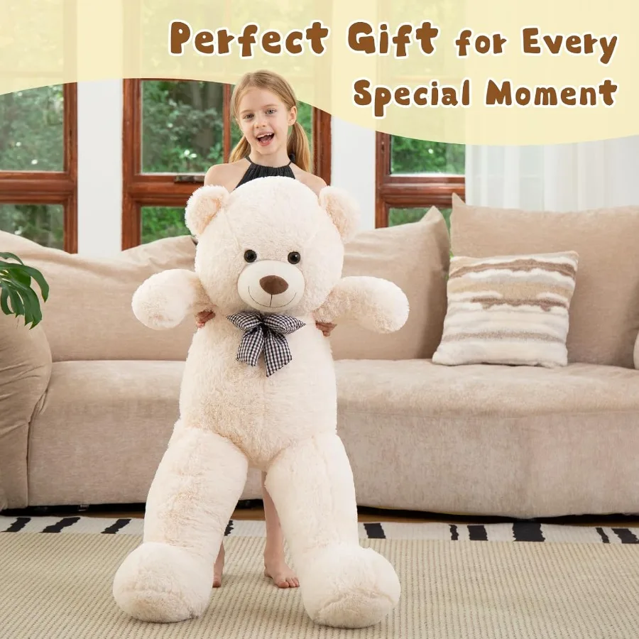 Giant White Teddy Bear 4 Feet 47inch Stuffed Animal Plush Cute Classic Gift for Girlfriend Boyfriend Birthday Party Favor