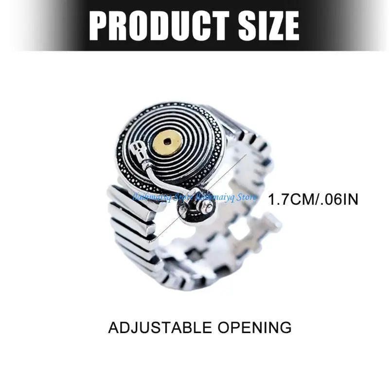 573B قرص صوت ريترو فريد من نوعه، حلقات نحاسية قابلة للتعديل لخبراء الصوت ومعجبي الموسيقى في مناسبات مختلفة #6