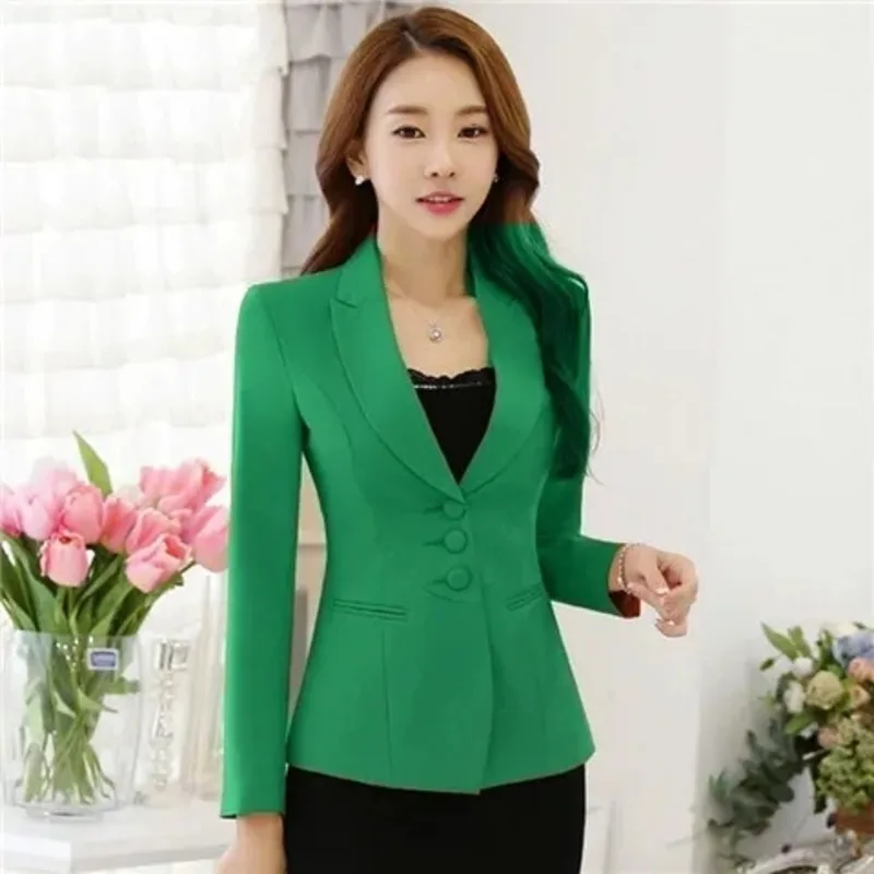 

Women's Blazer Females,Ladies Fashion Office, Work, Formal Casual Short Jacket Spring Autumn Slim Korean FUll-match White