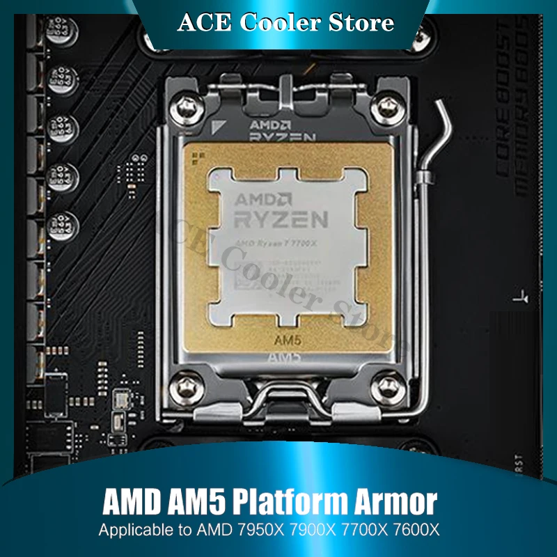 

AM5 Thermal Paste Guard for AMD 7950X 7900X 7700X 7600X CPU Armor Pure Copper Fastener, Anti-Bending Back Plate Shell Rad