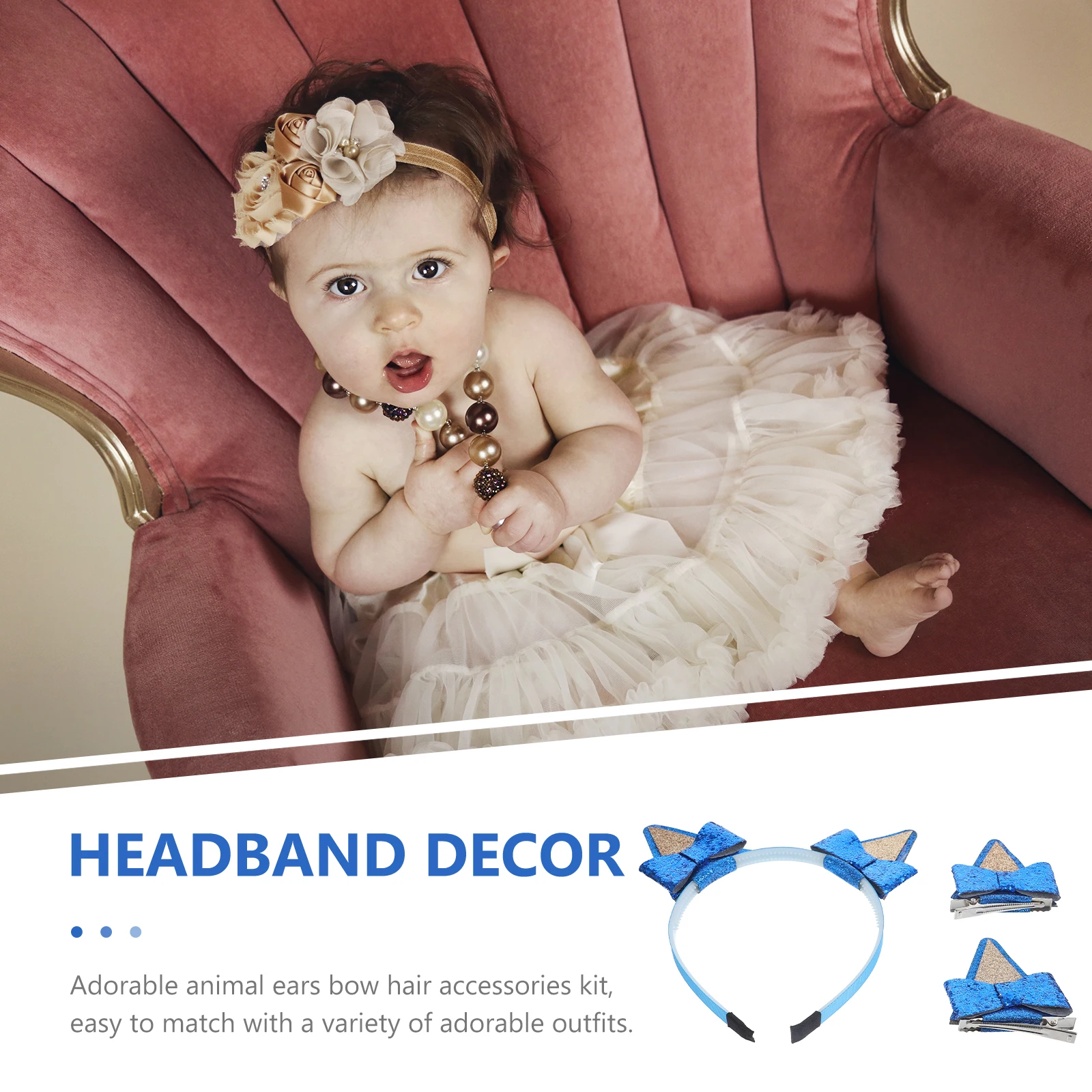 

Realistic Cat Ears Bow Clips Girls Kawaii Hairband Headband Accessories Animal Ear Hair Clips Kids Party Wedding Banquet