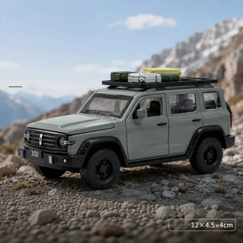Off-Road Simulation Die-Casting SUV Toy Car, Alloy Pull Back 4x4 Vehicle with Roof Rack and Luggage, Collectible Decoration Gift view 3