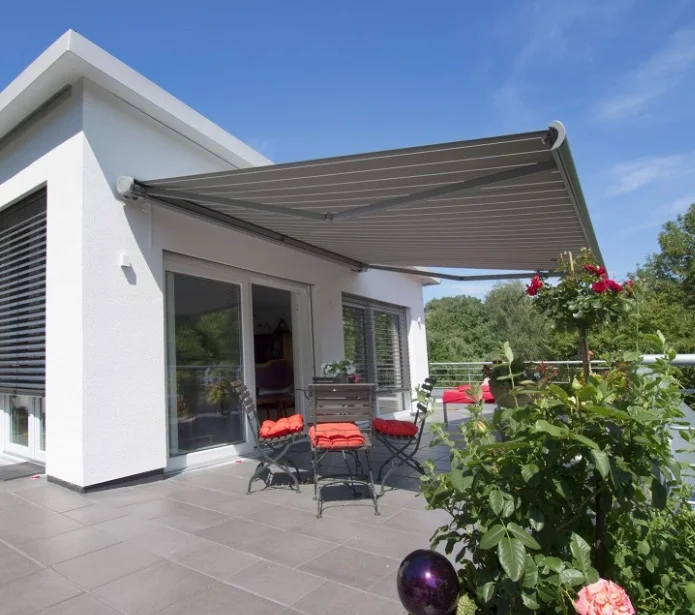 Aluminum Folding Arm Awning Motorized Retractable Awnings Full Cassette Awning
