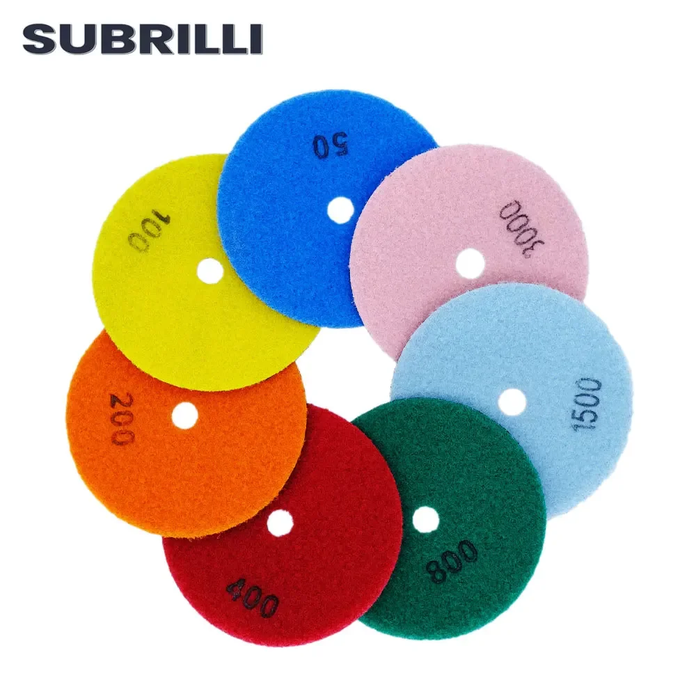 Subrilli almofada de polimento a seco para granito 1pc 4 polegada resina diamante disco abrasivo pedra mármore concreto rebolo ângulo ginder