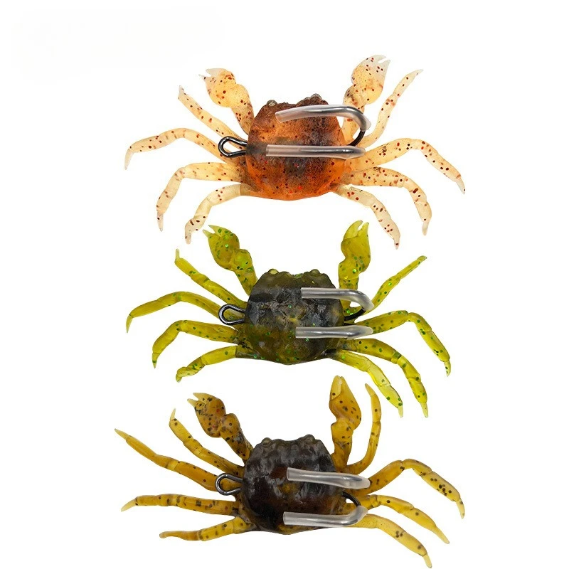 In Stock 3D Pre Rigged Soft Crab Lure Realistic Bionic Slow Sinking Bass Grouper Snapper Fresh Saltwater Tackle