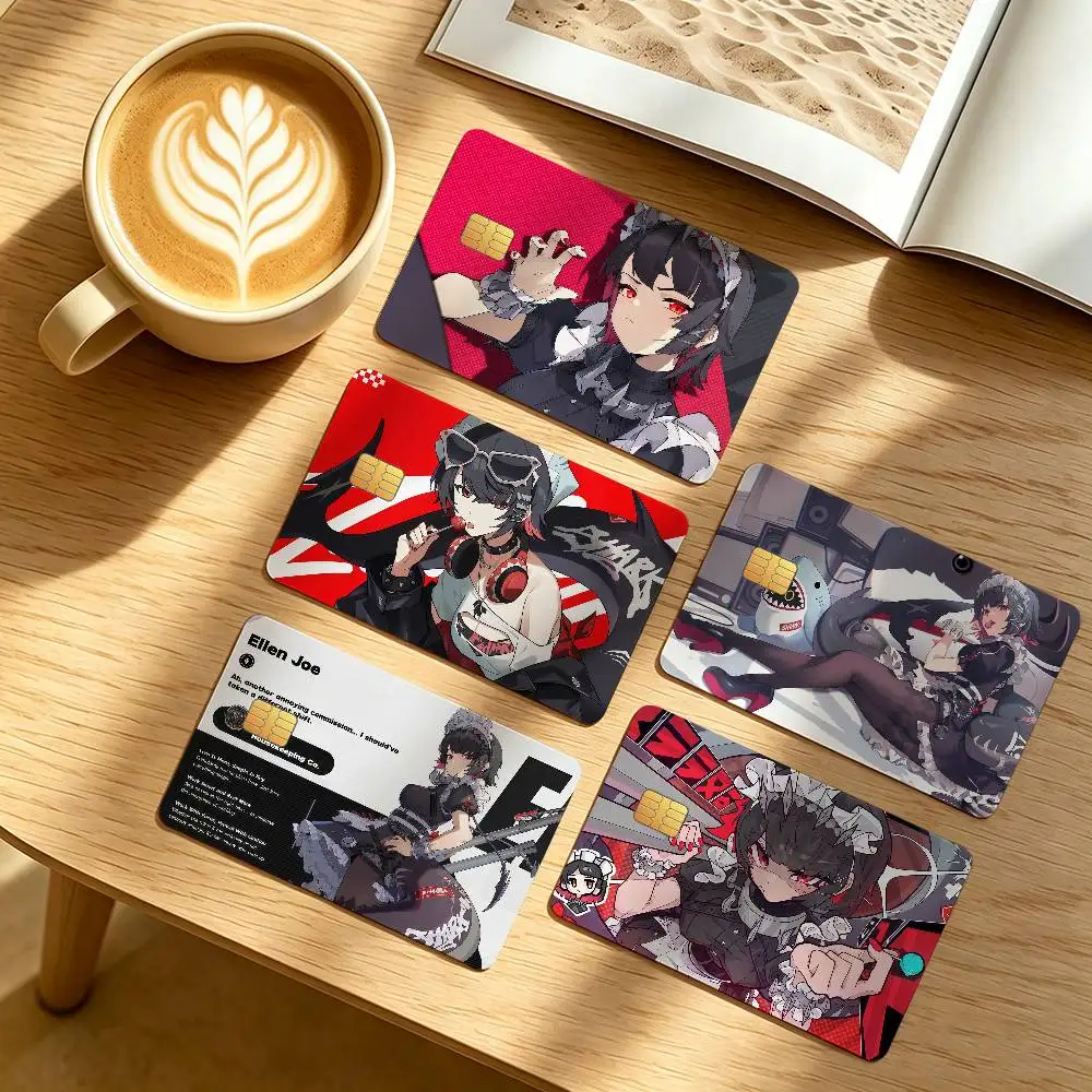 Zenless Zone Zero Ellen Joe Credit Skin Cover Card Stickers 4PCS Film Bus Pass Front Decoration Bank Debit Waterproof