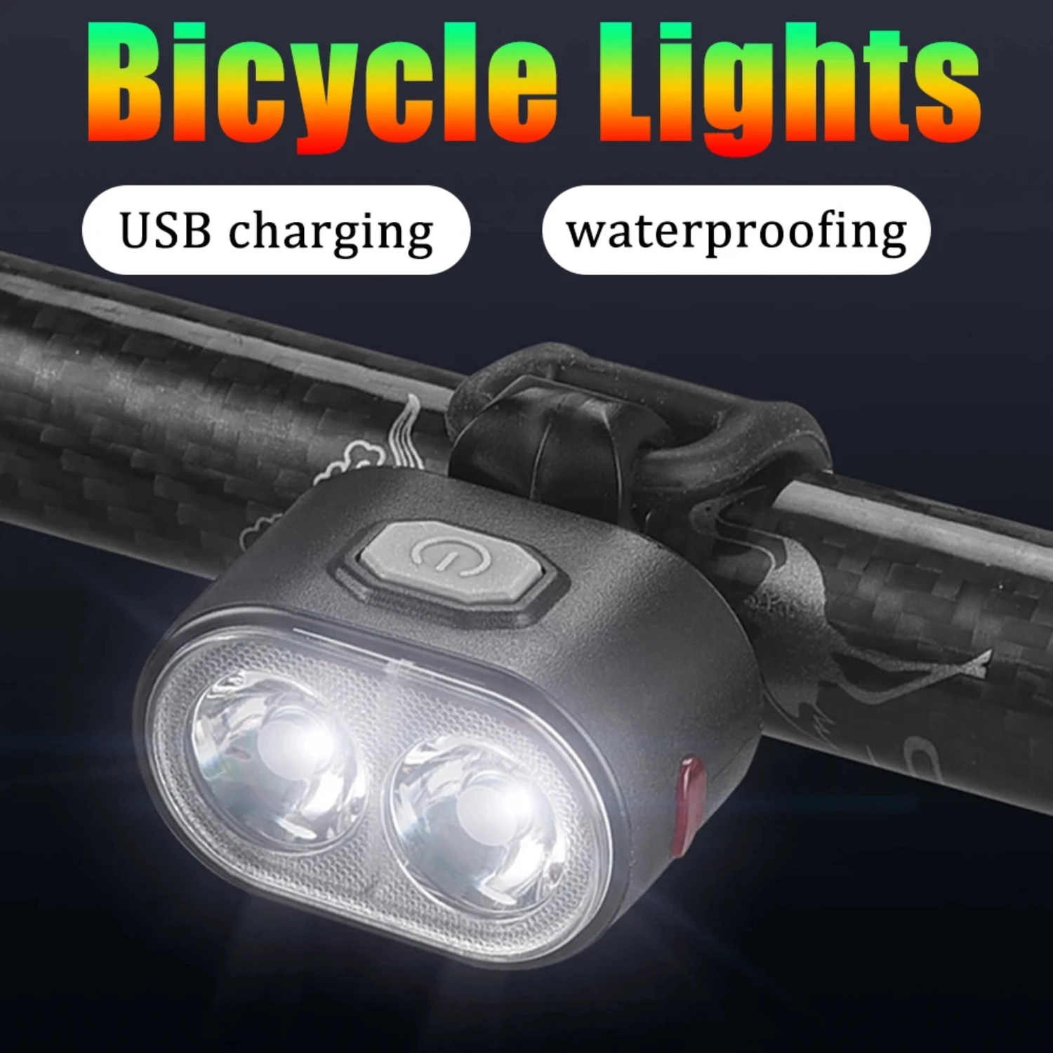 Portable Bicycle Tail Luminous Lamp Light  Warning Waterproof  Adjustables Strap USB Charging Bike Headlight Parts Tool