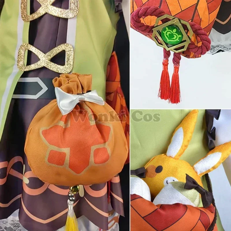 Yaoyao przebranie na karnawał peruka Loli kostiumy dziewczęce gra Impact Yao Yao Cosplay plecak torba dla lalek kostiumy imprezowe pełny zestaw