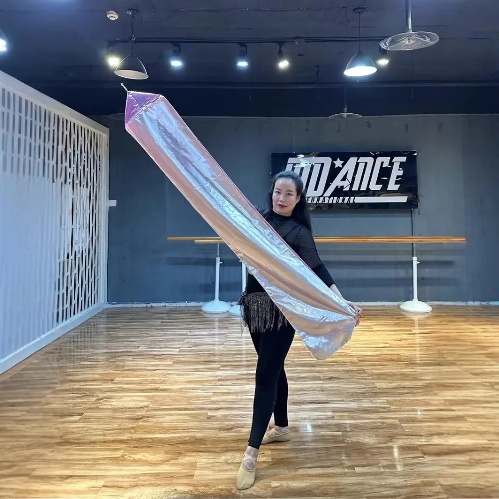 

Women's Praise Dance Worship Flag with Retractable Pole Spandex Silk Ribbons for Dancers Church Practice Performance 250*30CM