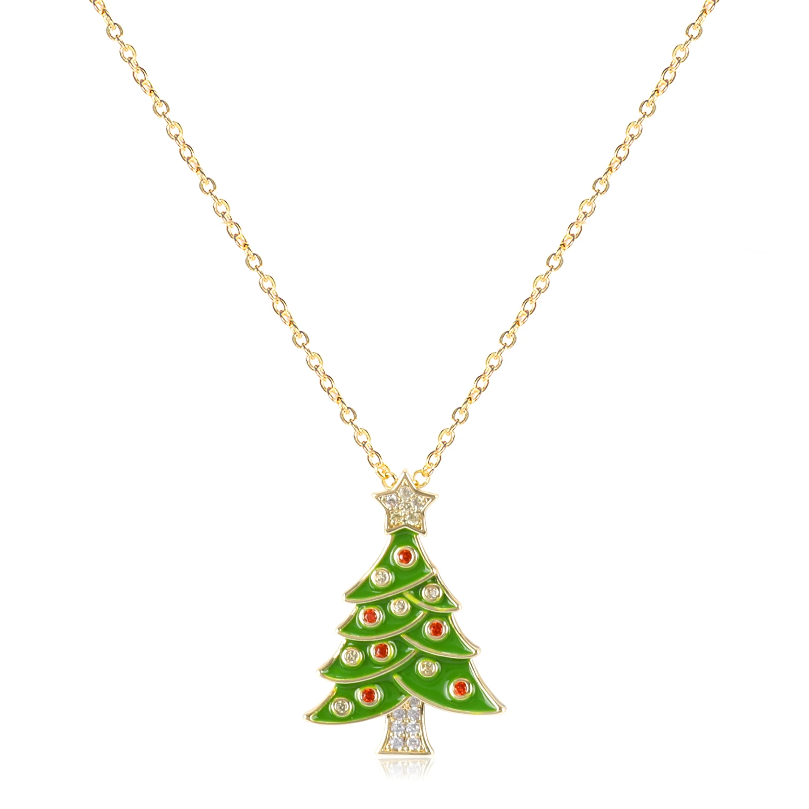 Chicgrowth Christmas Tree Necklace for Women Fashion Jewelry for Ladies Girls Trendy Jewellery Stainless Steel Necklaces Women