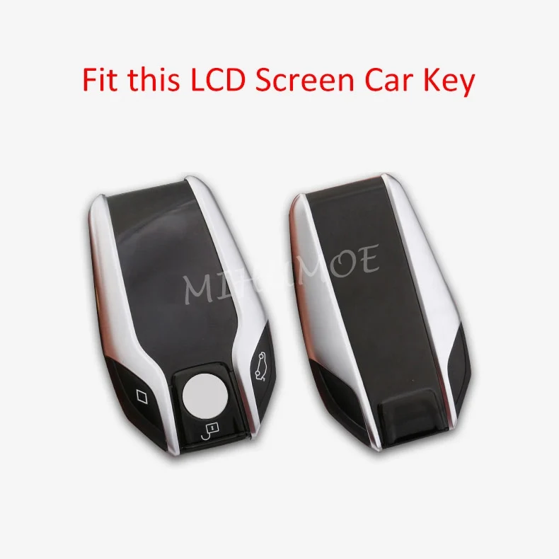 For BMW 5 6 7 8 Series X3 X4 X5 X7 G30 G31 G32 G11 G12 G70 G01 G02 G05 G07 Carbon Fiber LCD Screen Car Key Fob Case Cover Chain