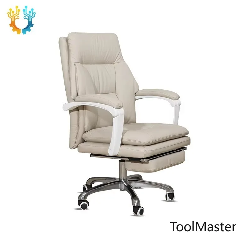 

[2026]Executive Office Chair Cowhide Leather Ergonomic Adjustable Reclining Lumbar Support 5-Star Aluminum Base Casters Linkage