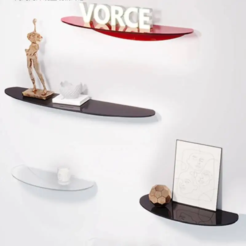 Bathroom Living Room Display Seamless Punch-free Fashion Decoration Color Acrylic Semi-circular Shelf Decoration Rack Storage