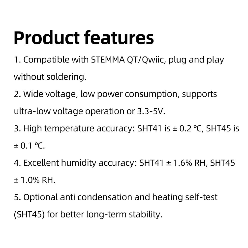 SHT41 SHT45 Temperatur- und Feuchtigkeitssensormodul mit hoher Genauigkeit für Smart-Home-Klimakontrolle und IoT-Überwachung – Detail 12