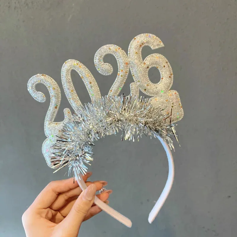 

2026 New Year Christmas Headband Hair Hoop & Festival Glasses For Party Photo Booth Countdown Celebration Accessories