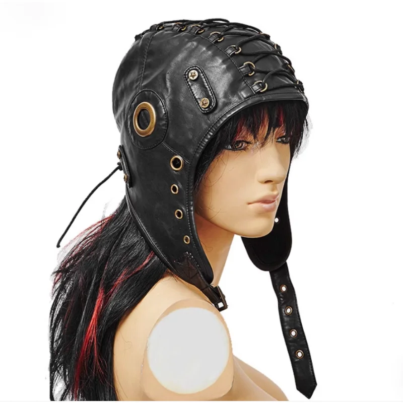 Retro Steampunk Soft Leather Neutral Motorcycle Rider Role-Playing Flight Cap